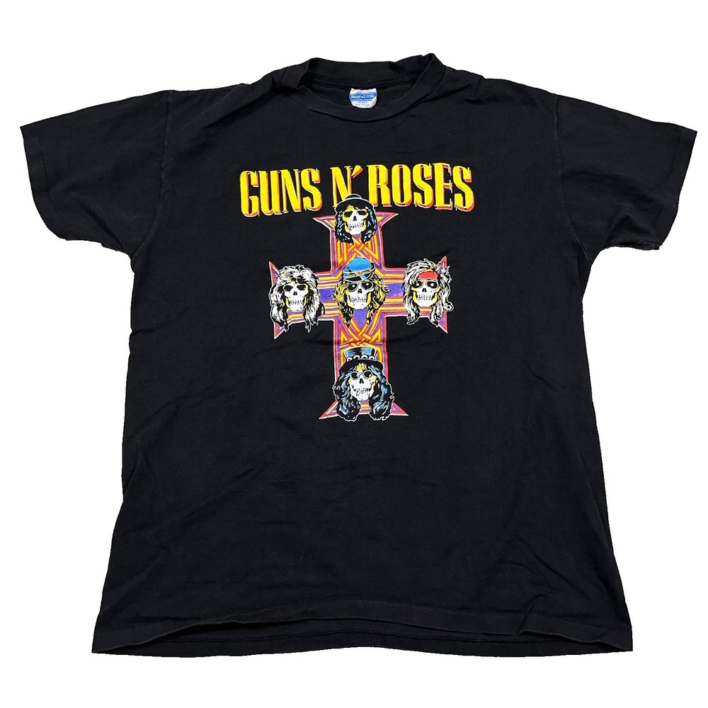Vintage Guns N Roses Shirt Men Large Black Band Tee Appetite For Destruction 80s